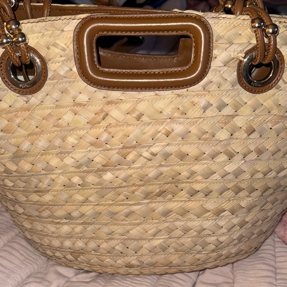Maje Tan Woven Tote with Leather Handles - Picture 9 of 12